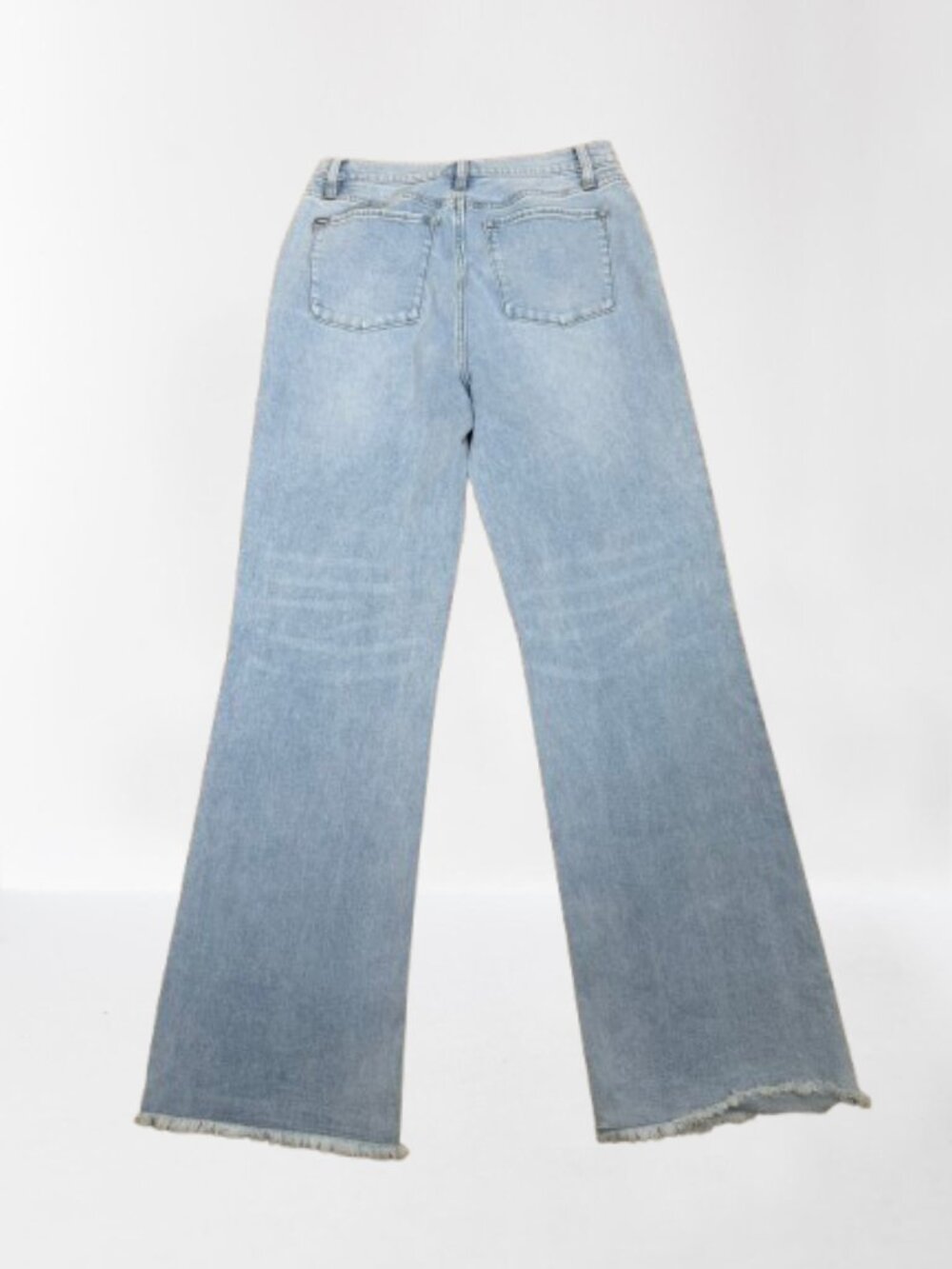 Alice+Olivia High Rise Bootcut Jeans Raw Hem Size 28 x 31" Light Blue - Picture 8 of 10